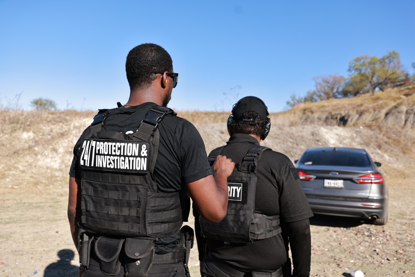 24/7 Protection security officers conducting tactical vehicle drill